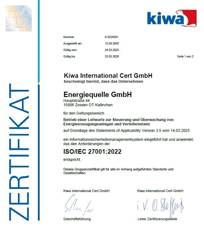 ISO/IEC 27001:2022 certificate